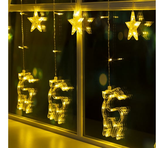 Бахрома Luazon DECOR Олень, IP20, Ш2.4 м, В0.9 м, Н.С. LED-138-220V, 8 режимов, теплый белый 2361705