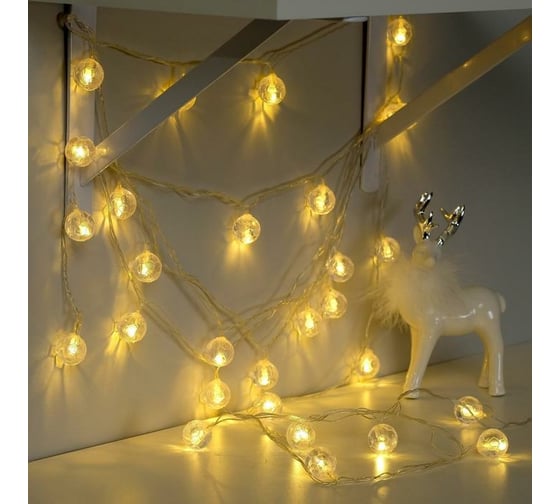 Нить Luazon DCR 5 м, с насадками Футбольный мяч, IP20, Н.С. LED-30-220V, 8 режимов, теплый белый 2433914