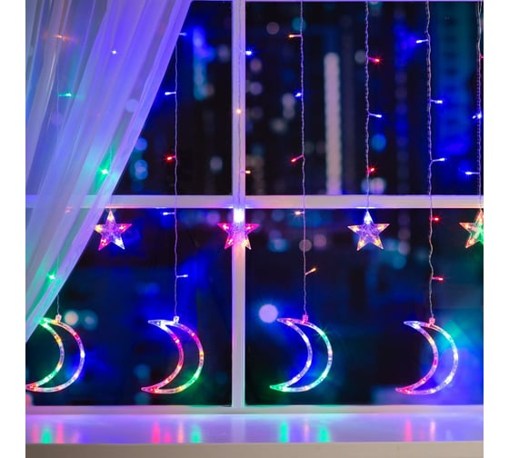 Бахрома Luazon DECOR Месяц, IP20, Ш2.7 м, В0.9 м, Н.С. LED-138-220V, 8 режимов, мульти 4356979