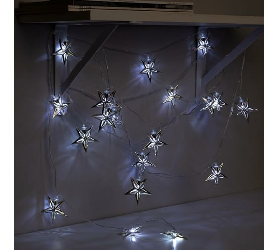 Нить Luazon DCR 4 м, с насадками Звезда Кремлевская 6.3 см, IP20 Н.С. LED-20-220V, 8 режимов, белый 2388651