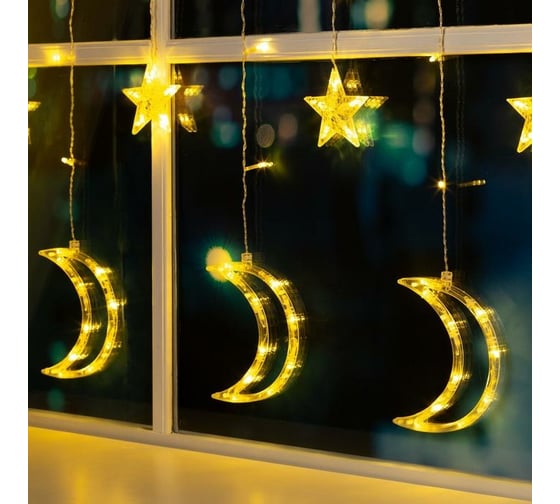 Бахрома Luazon DECOR Месяц, IP20, Ш2.7 м, В0.9 м, Н.С. LED-138-220V, 8 режимов, теплый белый 4356981