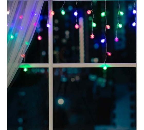 Бахрома Luazon DECOR Ежики, IP20, Ш1.8 м, В0.5 м, Н.С. LED-48-220V, моргает, мульти RGRB 3556862 1