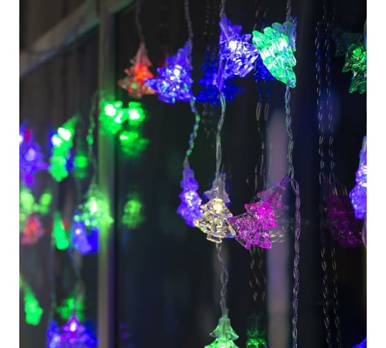 Бахрома Luazon DECOR Елки 4 см, IP20, Ш3 м, В0.5 м, Н.С. LED-80-220V, моргает, мульти RGRB 3556871
