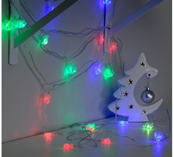 Нить Luazon DCR 5 м, с насадками Два колокольчика, IP20, Н.С. LED-20-220V, моргает, мульти 1080397