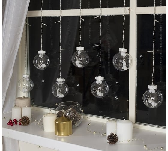 Бахрома Luazon DECOR Шарики, IP20, Ш2.4 м, В0.7 м, Н.С. LED-108-220V, 8 режимов, синий 2361716