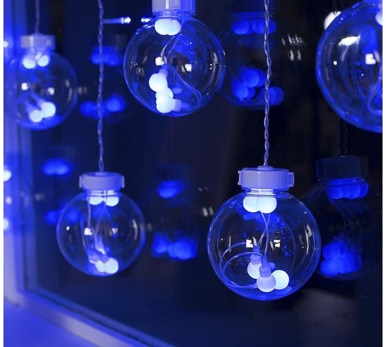 Бахрома Luazon DECOR Шарики, IP20, Ш2.4 м, В0.7 м, Н.С. LED-108-220V, 8 режимов, синий 2361716