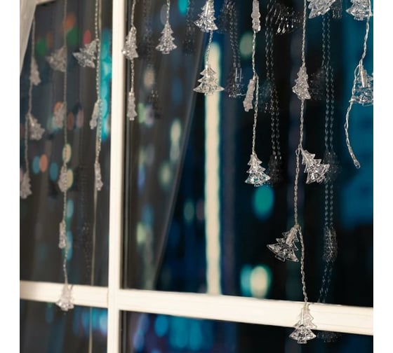 Бахрома Luazon DECOR Елки 4 см, IP20, Ш1.8 м, В0.5 м, Н.С. LED-48-220V, моргает, RGRB 3556864
