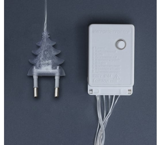 Бахрома Luazon DECOR Елки, IP20, Ш2.4 м, В0.9 м, Н.С. LED-138-220V, 8 режимов, белый 2361710