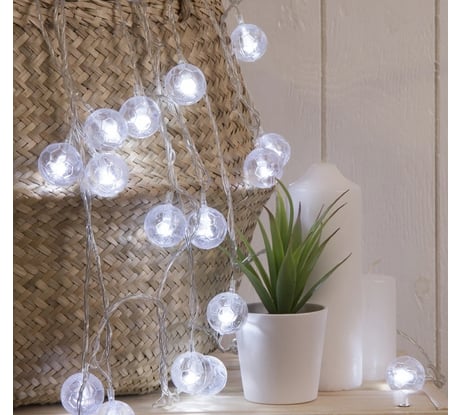 Нить Luazon DCR 5 м, с насадками Футбольный мяч, IP20, Н.С. LED-30-220V, 8 режимов, белый 2433913