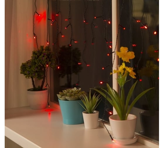 Бахрома Luazon ECO IP20, Ш3 м, В0.5 м, Н.Т. LED-80-220V, 8 режимов, красный 3556859