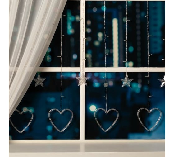 Бахрома Luazon DECOR Сердце, IP20, Ш2.4 м, В0.9 м, Н.С. LED-186-220V, 8 режимов, белый 4356977