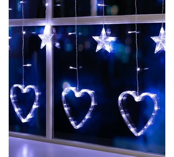 Бахрома Luazon DECOR Сердце, IP20, Ш2.4 м, В0.9 м, Н.С. LED-186-220V, 8 режимов, белый 4356977