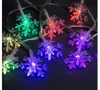 Нить Luazon DCR 3 м, с насадками Снежинки большие, IP20, Н.С.LED-20-3.6V, АА*3 не в комплекте, мульти 1080364