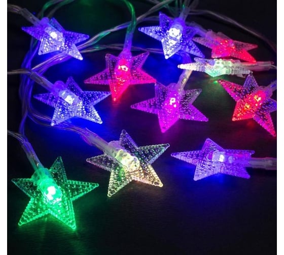 Нить Luazon DCR 3 м, с насадками Звезды, IP20, Н.С. LED-20-5V, USB, мульти 806829