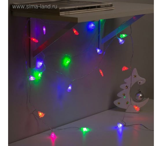 Нить Luazon DCR 3 м, с насадками Елки, IP20, Н.С. LED-20-5V, USB, мульти 806830
