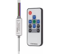 Контроллер MAKSILED RGB 6-24В, 72/144/288Вт, 3 канала x 4А, IP20, пульт, 45x13x6мм ML-CT-108-F