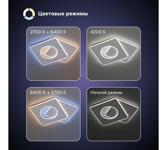 Светодиодная диммируемая люстра RITTER с ДУ BREZZO 100Вт, 2700К+6400K/4200К/6400К+2700K, 7000Лм 670x620x47мм 52390 1