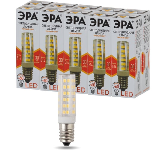 Набор ЭРА 10 штук лампочки STD LED T257WCORN827E14 светодиодные (В) Е14 / E14 7 Вт капсула теплый бе Б0056722 1
