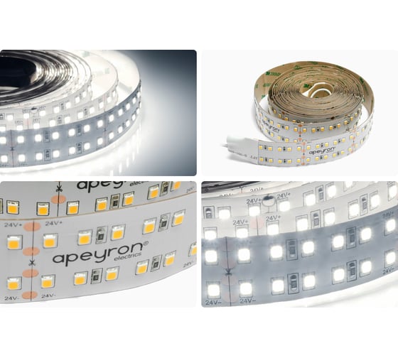 Светодиодная лента Apeyron 24В, 38Вт/м, smd2835, 240д/м, IP20, 3800Лм/м 00-315