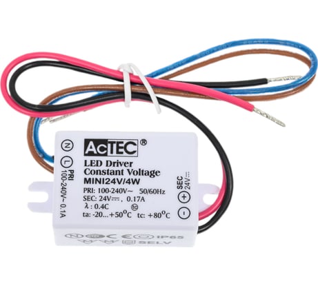 Блок питания AcTEC 24В, 4Вт, IP65, 0.17A, 38x27x21мм MINI24V/4W