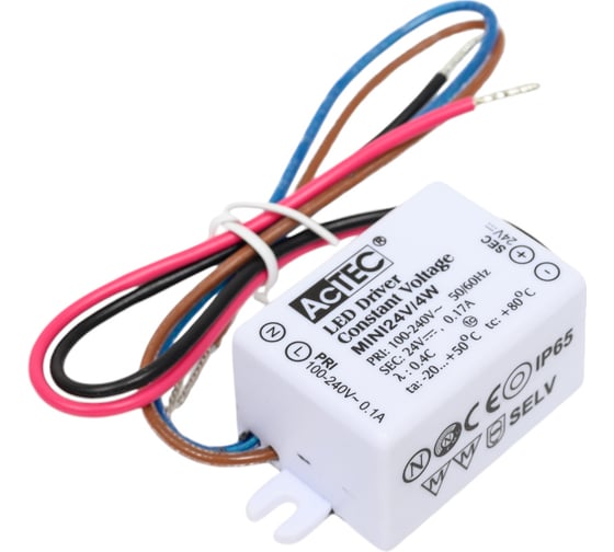 Блок питания AcTEC 24В, 4Вт, IP65, 0.17A, 38x27x21мм MINI24V/4W