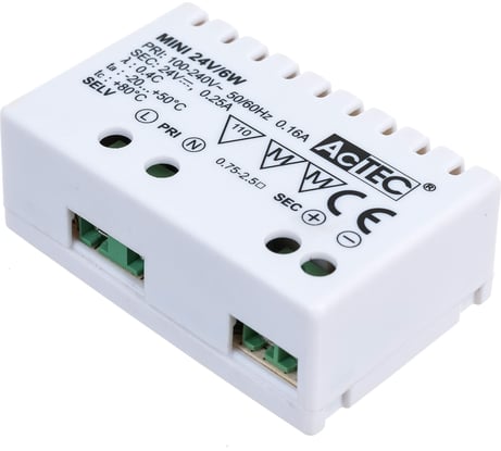 Блок питания AcTEC 24В, 6Вт, IP20, 0.25A, 50x32x18.5мм MINI24V/6W