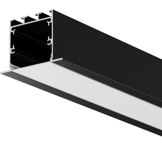 Алюминиевый профиль встраиваемый Maytoni с накладным фланцем 50x35 (черный, 2 м), ALM-5035T-B-2M 632012 1