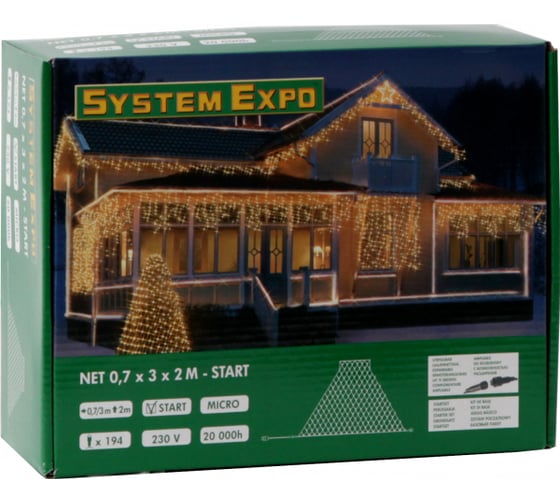 Гирлянда Star Trading SYSTEM EXPO сетка-расширение, провод, 3х2 м, 194 лампы, теплый белый 484-33