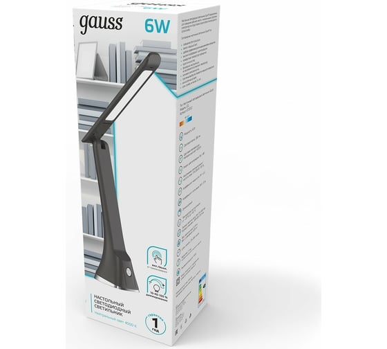 Настольный диммируемый светильник Gauss модель GTL203 6W 380lm 4000K 170-265V черный LED 1/20 GT2032