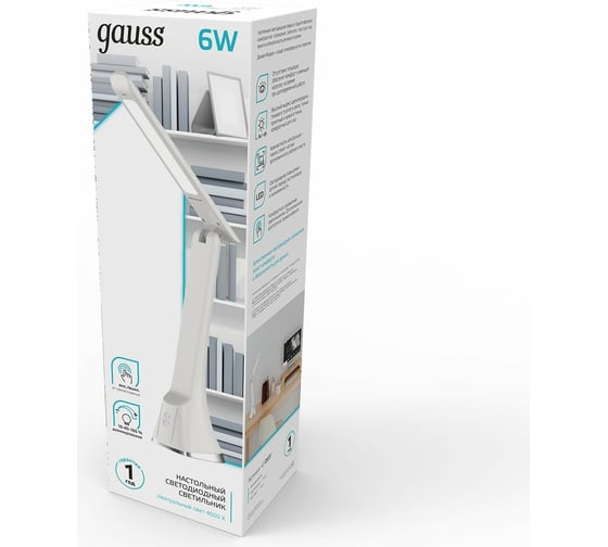 Настольный диммируемый светильник Gauss модель GTL203 6W 380lm 4000K 170-265V белый LED 1/20 GT2031