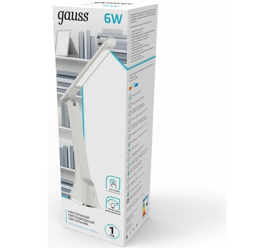 Настольный диммируемый светильник Gauss модель GTL203 6W 380lm 4000K 170-265V белый LED 1/20 GT2031