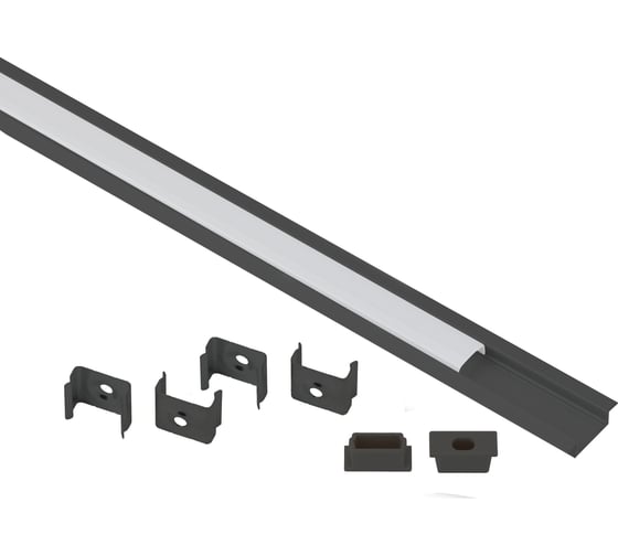 Комплект с врезным анодированным профилем ЭРА 2206Bset2 22x6мм 2м черный 2 шт Б0069424 1