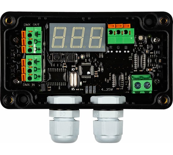 Контроллер MAKSBRIGHT 4-25В, 90/216/432Вт, 3 канала x 6А, IP65, 115x65x40мм Sigma Optima RGB DMX