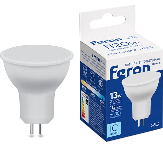 Светодиодная лампа FERON LB-960 MR16 G5.3 13W 6400K 38190