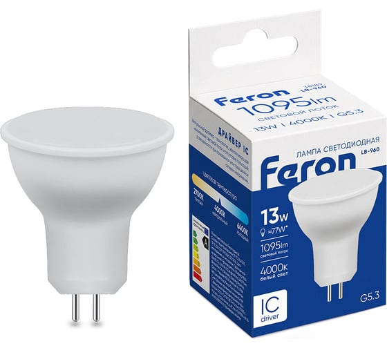 Светодиодная лампа FERON LB-960 MR16 G5.3 13W 4000K 38189