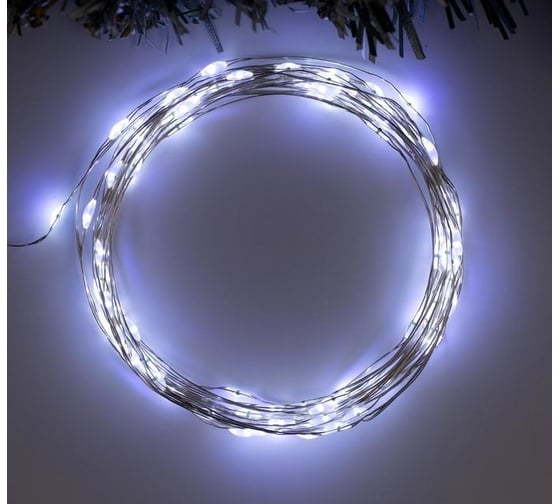 Нить Luazon ROSA IP20, 5 м, Н.С. LED1608-100-4.5V, АА*3, 2 режима, белый 5198329 1
