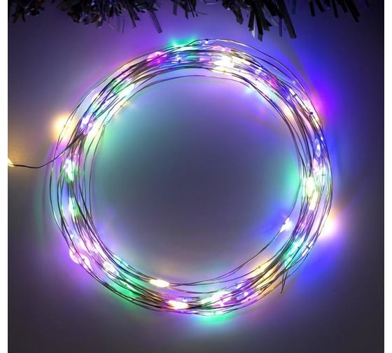 Нить Luazon ROSA IP20, 5 м, Н.С. LED1608-100-4.5V, АА*3, 2 режима, мульти 5198328
