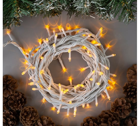 Гирлянда-нить Luazon SPEC, IP44, УМС, 10 м, Н.Б., 3W, LED-100-220V, желтый 1080036 1