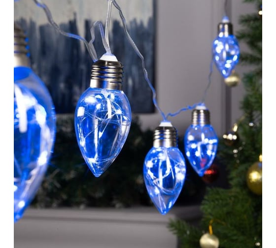 Luazon НИТЬ ROSA. 3 м, с насадками Лампочки капля 8 см, IP20, Н.С. LED-80-12V, 8 режимов, синий 6929852