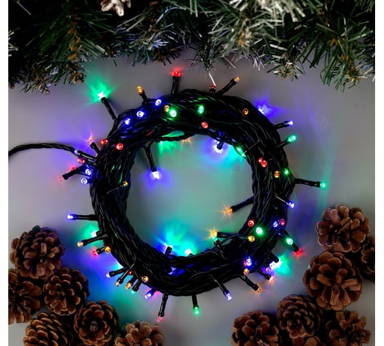 Гирлянда-нить Luazon ECO, IP44, 10 м, Н.Т., LED-100-220V, 8 режимов, мульти 705562 1