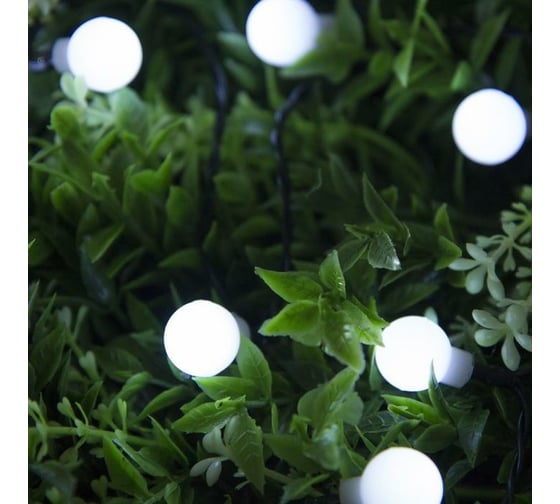 Нить Luazon DECOR Шарик IP44, 4.5 м, Н.Т. LED-30-1.2VSOLAR, 2 режима, белый 4137038