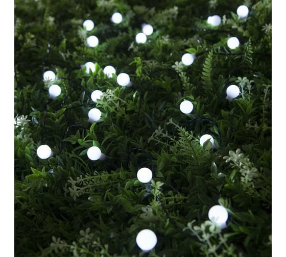 Нить Luazon DECOR Шарик IP44, 4.5 м, Н.Т. LED-30-1.2VSOLAR, 2 режима, белый 4137038