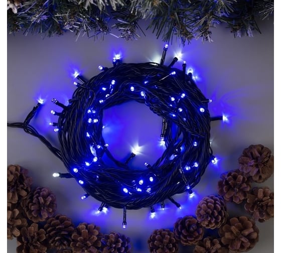 Нить Luazon SPEC IP44, УМС, 10 м, Н.Т. 3W LED-100-220V, мерцание, синий 3584090 1