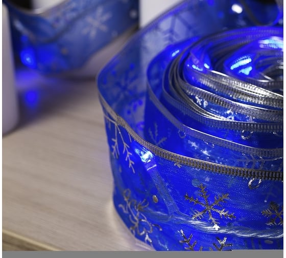 Нить Luazon DCR 9 м, лента Снежинки серебристые, IP20, Ш 6 см, LED-72-220V, 8 режимов, синий 2291979