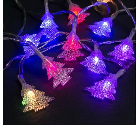 Нить Luazon DCR 3 м, с насадками Елки, IP20, Н.С. LED-20-3.6V, АА*3 не в комплекте, мульти 806826