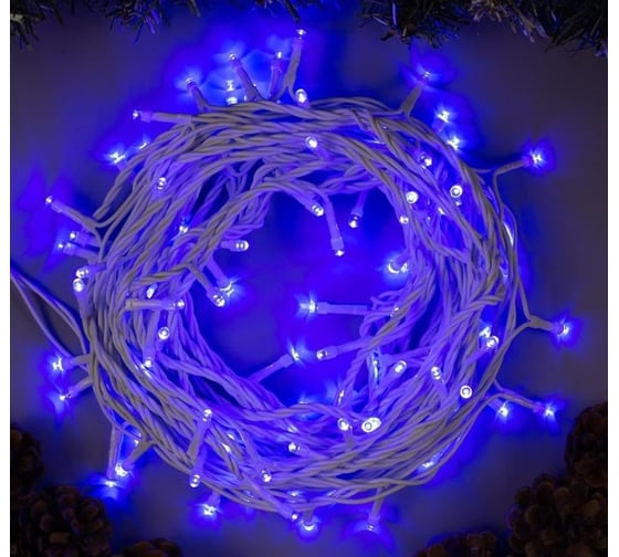 Нить Luazon ECO IP44, 10 м, Н.Б. LED-100-220V, 8 режимов, синий 3584137