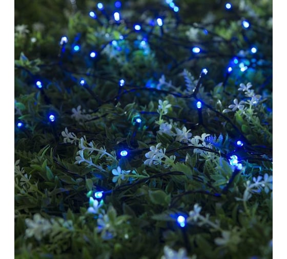 Нить Luazon ECO IP44, 20 м, Н.Т. LED-200-1.2VSOLAR, 2 режима, синий 4137013