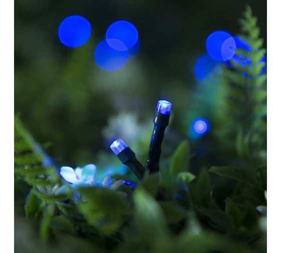 Нить Luazon ECO IP44, 20 м, Н.Т. LED-200-1.2VSOLAR, 2 режима, синий 4137013