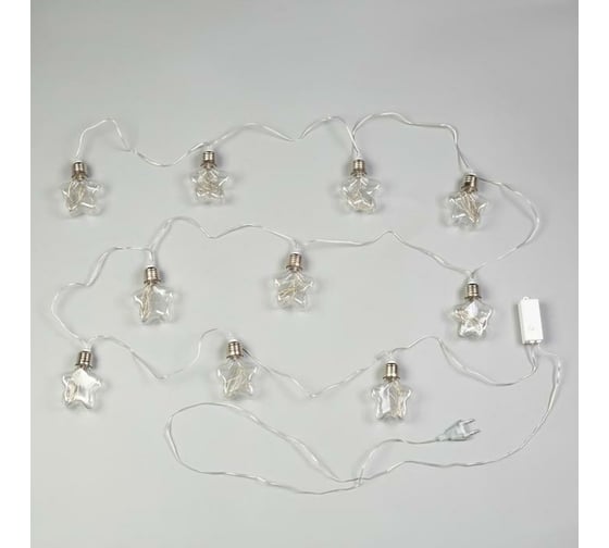 Нить Luazon ROSA 3 м, с насадками Лампочки звездочки 8 см, IP20, Н.С. LED-80-12V, 8 режимов, белый 6929858
