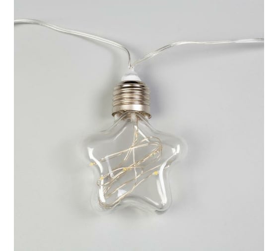 Нить Luazon ROSA 3 м, с насадками Лампочки звездочки 8 см, IP20, Н.С. LED-80-12V, 8 режимов, белый 6929858